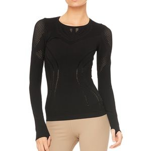 ALO Yoga Black Lark Long Sleeve with Mesh Movement